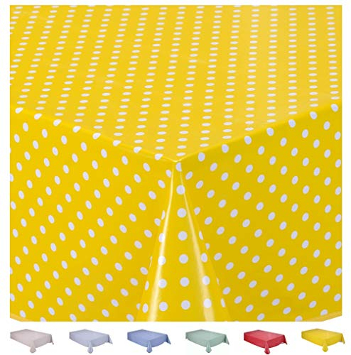 Home Direct Wachstuch Tischdecke Abwaschbar Eckig 140 x 240 cm Kleine Tupfen Gelb