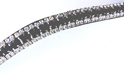 Gs-Reitsport Stirnriemen Stirnband für Trensen mit geschliffenen schwarzen Kristallen edel und elegant 42 cm