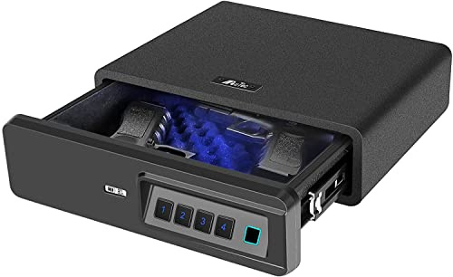 Biometric Fingerprint safe, Slide-Away Handgun Safe for Two Pistols Storage Drawer Safe for Home and Vehicle (Biometric Safe)