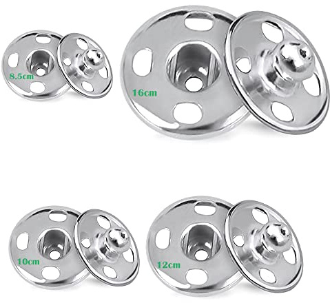 Snap Fasteners,140 Sets Stainless Steel Sew on Snap Press Studs Buttons Snaps Sewing Hook and Eye Fastenings,for Clothes Leather Craft Purse Handbag Sewing Repairs(8.5mm,10mm,12mm,16mm) Silver