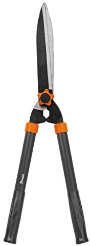 R.G. Heckenschere Hand Gartenschere Strauchschere Grasschere Astschere Stahl Hecke (Schere Klinge 20cm Länge 55cm), Schwarz/Orange