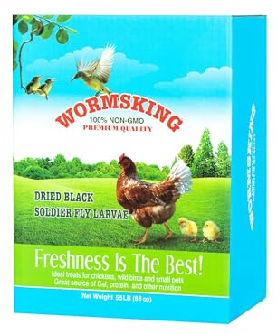 WORMSKING 5.5LB Dried Black Soldier Fly Larvae, More Calcium Than Dried Mealworms, High Protein Chicken Feed, Poultry Treat