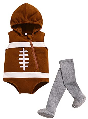 PDYLZWZY Disfraz de aguacate verde para bebé, niño, niña, sin mangas, con capucha, rugby, con cremallera, con medias, disfraz de Halloween, marrón, 6-12 Meses