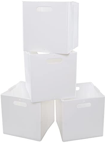 Ponpong 4 Pezzi Cubi Portaoggetti Pieghevoli in Plastica, Cubo Portaoggetti Pieghevole, Bianco