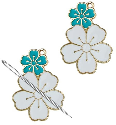 Sakura Lot de 2 supports d'aiguilles magnétiques en forme de fleur de cerisier Bleu