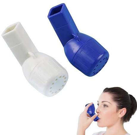 2 piezas Dispositivos de Entrenamiento de Pulmón Entrenador respiratorio pulmonar Ejercitador Respiratorio de Mano Mejora capacidad facilitar respiración Para Pulmones más fuertes (Azul&blanco)