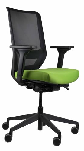 Trendoffice to-sync pro, ergonomischer Bürostuhl, mit Armlehnen, modernes Design, Homeoffice, umweltzertifiziert, by Dauphin (Schwarz/Grün, Netz-Rückenlehne)