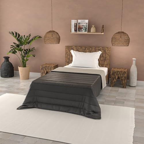 Couette d'été en Microfibre Couleur Unie, Basic, Gris foncé/Gris Clair, 160x240cm