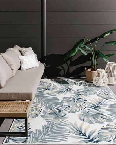 benuta Basic In- & Outdoor Teppich Flora - Mehrfarbig 200x300 cm - Florales Design - Wetterfest & UV-beständig - Für Balkon, Terrasse, Garten - Küchenteppich & Wohnzimmerteppich - Pflegeleicht Robust