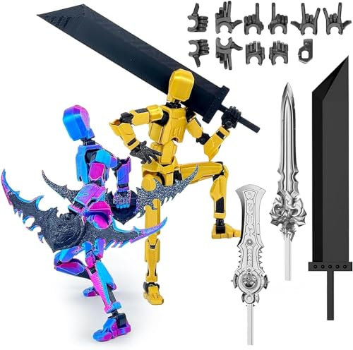 RuiDay T13 Action Figure, 2/3/4pcs Figurine d'action Titan 13, Figurines d'action Multi-Articulations Lucky 13, Dummy 13 Figurine, Décoration de Bureau (2PCS C)