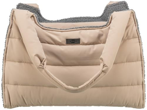 TRIXIE sac de transport Gina pour chien, beige/gris – sac de transport pratique & élégant au design moderne & intemporel pour transporter ton compagnon confortablement