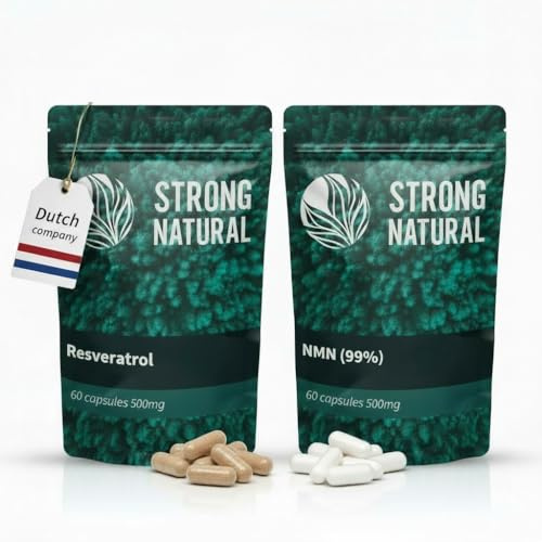 Strong Natural - NMN 60 capsule - Resveratrolo 60 capsule - Formula Bioactive - Nicotinamide mononucleotide - Forte NAD Booster - anche per cani e gatti