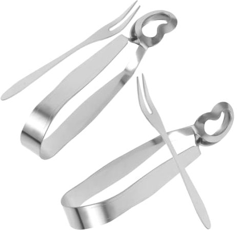 PHENOFICE Pinze E Forchette in Acciaio Inossidabile Da 4 Pezzi, Pinze Per Lumache, Pinze Per Lumache E Forchette, Utensili Da Cucina Multifunzionali Per Servire Lumache, Antipasti E Frutti