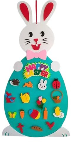 Coniglietto Pasquale In Feltro, Set Di Coniglietti Pasquali In Feltro Da Appendere, Decorazione Da Parete Fatta A Mano Con Uova Di Pasqua Con Animali, Fiori, Divertente Ornamento Di Coniglio Pasquale