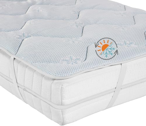 sleepling Matratzenauflage Cool 140 x 200 cm, kühlender Matratzenschoner, Auflage für Matratze mit kühler und Warmer Seite, waschbar, Made in EU