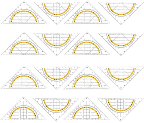 16 Stück Geometrie Dreieck Lineal Set, 15.7cm Geodreieck Geodreieck aus Kunststoff Zeichendreieck Winkelmesser Set Plastik Geometriedreieck, Geeignet für Studenten Büro Designer Malerei ﻿