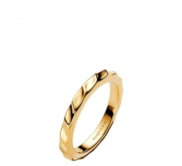 PANDORA Anillo para mujer ondulado dorado 163885C00, 58/18,5, Plata de ley, Sin piedras preciosas