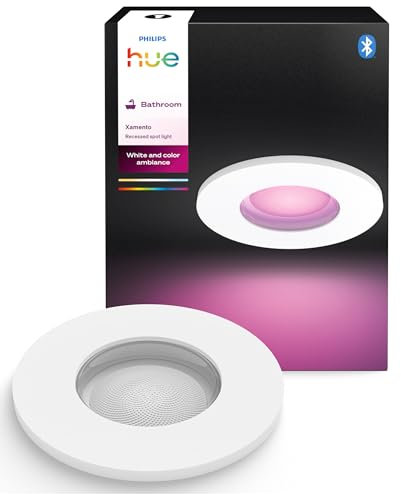 Philips Hue White & Color Ambiance Xamento spots encastrés 1 pack, Blanc, lampes de salle de bain à intensité variable, contrôle intelligent de la lumière via la voix et l'application.
