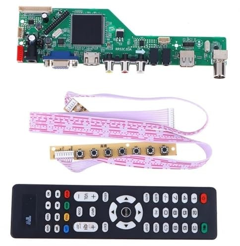 WQMEOR Carte mère TV LCD YY30-1 RR52C.03A Compatible DVB-T DVB-T2 avec télécommande à Touches gratuites