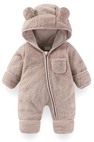 Fairy Baby Baby Snowsuit, Newborn Baby Bear Hooded Footed Romper Fleece Snowsuit Cartoon Flannel Zipper Jumpsuit Fall Winter Outfits