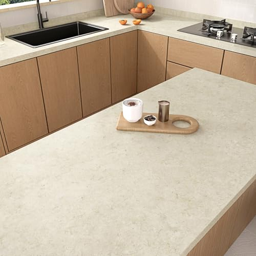 HotDecor Självhäftande film kök självhäftande tapet beige självhäftande film marmorutseende för möbler tapeter vardagsrum möbelfolie självhäftande marmor film för bänkskiva köksskåp självhäftande