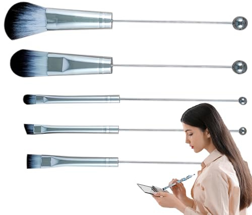 Uppsättning Av Sminkborstar För Ansiktsmakeup 5 Stycken Bärbar Applicator | Pärlade Sminkborstar För Ansikte För Användning Med Rouge Fixeringspuder Bronzer Och Skönhetsvård Hemma