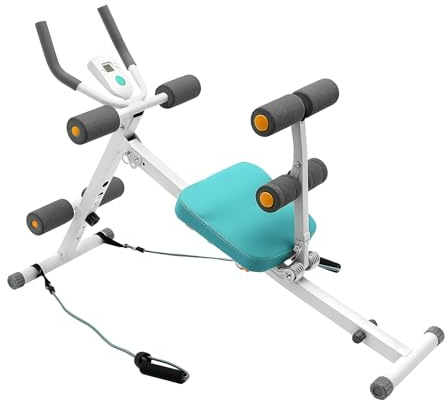 Loobiiny Vikbar magmuskelmaskin, magtränare med LCD-skärm, sit-up-maskin upp till 120 kg, magmuskeltränare för hemmet, träningsutrustning