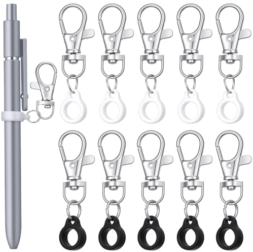 Xthrotsenk 10 PCS Lanyard Pen Holder for Lanyard Pen Clips Silicone Pen-Holder Clip Pens Holder for Badge Reel with Lobster Clasp for Badge Reel Nurses Accessories (Black, White)