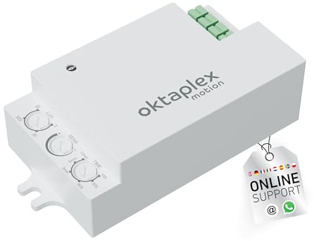 Oktaplex Amy HF Detector de Movimiento Empotrable de 360 Grados Detector de Presencia HF Empotrable 24 GHz Detector de Movimiento Interior 230 V Blanco