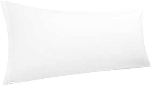 PiccoCasa Body Pillow Cover Egyptian Cotton 1 Pack, White 50x120cm | Zipper Closure Body Pillow Cover, Pillowcases for Bedroom Use