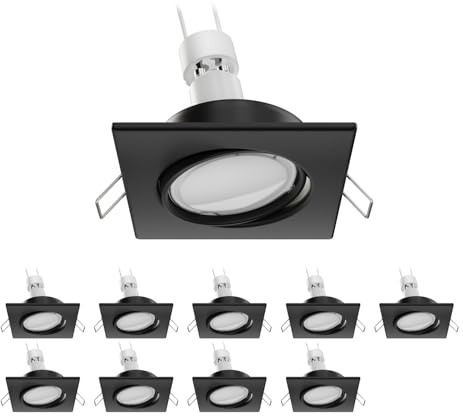 ledscom.de 10x infälld takspot RIR infälld ram svart matt vinklad vridbar GU10 LED 6,826W= 6,826W 630lm 100° varmvit