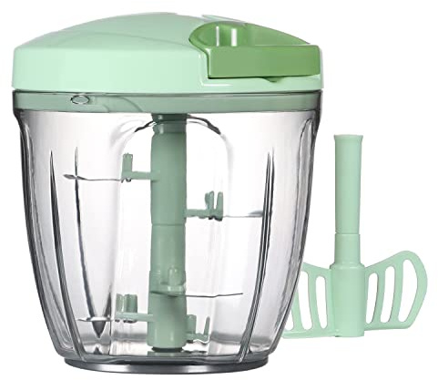 Cambom Manual Food Chopper Vegetable Cutter, Hand String Vegetable Chopper Onions Cutter for Vegetable Fruits Nuts BPA Free Food Safe Material, 900ml Green