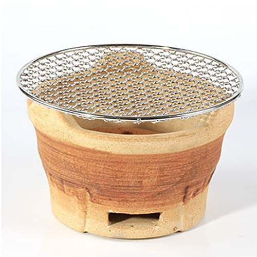 MITLOW Barbecue À Charbon Portable, Poêle Rond en Terre Cuite avec Filet en Acier Inoxydable, Barbecue De Camping Portable, pour Jardin, Arrière-Cour Et Terrasse