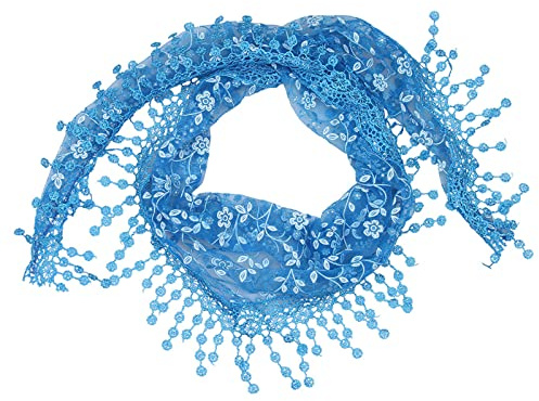 JK Home Femme Echarpe Triangle Dentelle Foulard Châle Printemps Bleu
