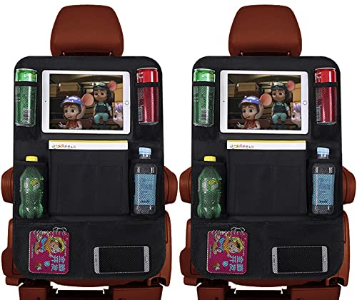 2 Pack Organizador Asiento Coche, Protector Asiento Coche Respaldo, Kick Mats De Coche Organizador, Protector Asiento Coche NiñOs, Impermeable, para Asientos De Coche Con Soporte Tablet Bolsillo