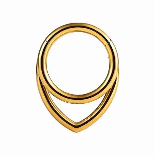 Vankula Septum Piercing Ringe aus G23 Titan Hinged Segmentring Clicker 8mm 16g Helix Nase Tragus Daith Piercing Schmuck für Frauen und Männer Gold
