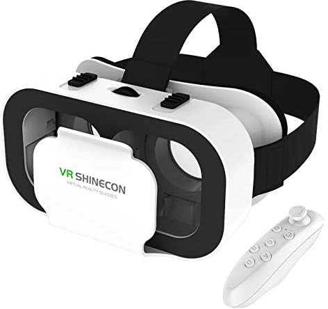 VR Brille für Handy, Virtual Reality 3D Headset, Augenschutz 3D Handy Brille mit Fernbedienung Erleben Spiele, kompatibel IOS Android Handy 4,7-6,5 Zoll