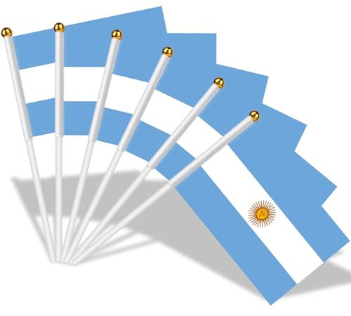 AhfuLife Petit Drapeau Argentine - 15Pcs Mini Drapeaux Argentin avec Poteau Solide Blanc de 30cm pour Décoration Jardin Bar Football Match Coupe du Monde Fête Nationale