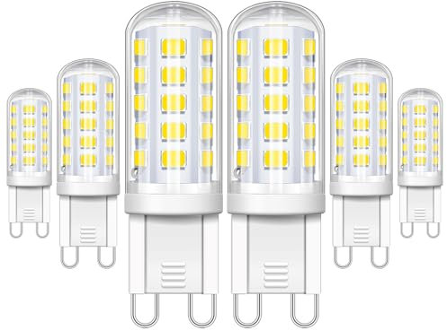SCNNC Lampadine LED G9 Luce Fredda 5W 6000K Equivalente 40W Lampada Alogena, Non Dimmerabile Angolo a Fascio 360°, Lampadina G9 LED per Lampadari Soggiorni, Camere da Letto, Corrido, 6 Pezzi