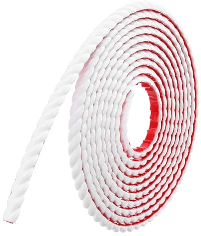 sourcing map Moldura de despegar y pegar para paredes, 1.5 cm x 4.9 m, moldura flexible autoadhesiva, tiras de paneles de pared, borde de papel tapiz para bricolaje, zócalo de pared, color blanco