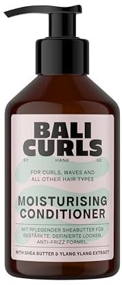 BALI CURLS Moisturising Conditioner – Après-shampoing hydratant au beurre de karité, à l'huile de coco et à l'extrait d'ylang-ylang pour le soin des boucles naturelles – Après-shampoing vegan pour che