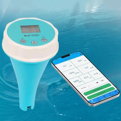 WHOOLEFUN Testeur d'eau de piscine numérique 6 en 1 avec application - Mesure professionnelle du pH, du redox, du chlore, de l'EC et de la température - Détecteur de qualité de l'eau