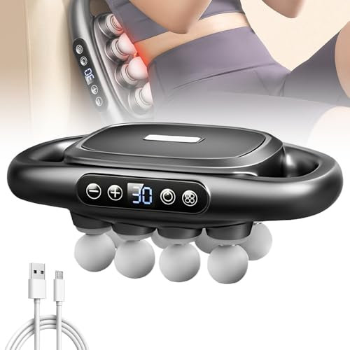 8-Kopf-Massagepistole, Massagepistole Testsieger Nackenmassagegerät mit 30 Stufen und 3 Modi, Wadenmassagegerät, Massagegerät Leise Bohrermaschiene für Rücken, Nacken, Beine (Schwarz)