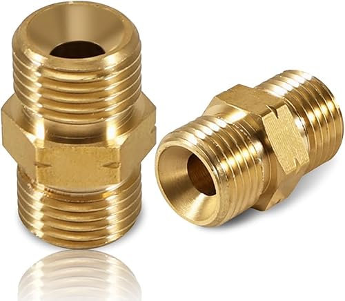 2 Stück Gasschlauch Verbinder 1/4, 1/4 Zoll Messing Doppelnippel, Schlauchverbinder Adapter für Propan Acetylen, Sanitär, Klimaanlagen und Solaranlagen für Gasschlauch
