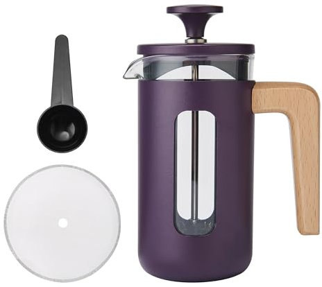 La Cafetière Pisa Cafetière 3 Tasses en Acier Inoxydable Durable, Résistant à la Chaleur avec Poignée Élégante en Bois Naturel, Piston Polyvalent pour Café et Thé, 350 ml