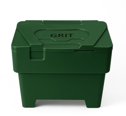 115L Green Grit Salt Bin Stackable Lockable Heavy Duty Outdoor Rock Salt/Sand Containers 80x48x61CM