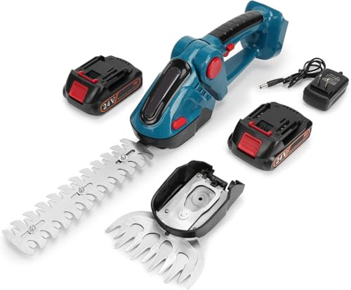 Cortacesped Bateria,Tijera Cortacésped y Arreglasetos 2 en 1 con Batería 18V, Ángulo regulable en 90°, Cuchilla Setos 20 CM/ Césped 12 CM para Poda y Cuidado de Jardines