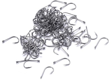 HAKIDZEL 100 Pcs High Carbon Steel Fishing Hooks Set with Non-corrosive Silver Bait Hooks for Pickerel and Herring, Suitable for Freshwater Fishing in Streams and Rivers