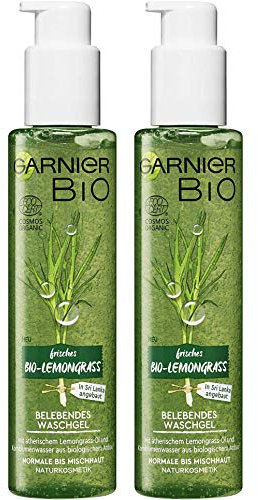 Garnier Bio Lessive Bio Lemongrass - Cosmétique Naturelle - Nettoyage Visage à la glycérine - Huile Essentielle (2 x 150 ml)