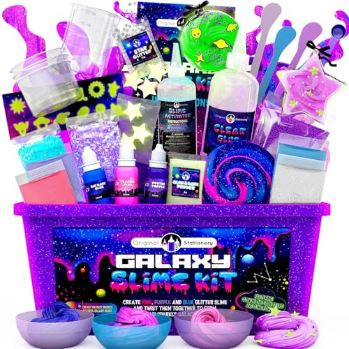 Original Stationery: Galaxy Slime Kit with Glow in The Dark Glue & Stars to Make Glitter & Galactic Slime! for Girls and Boys